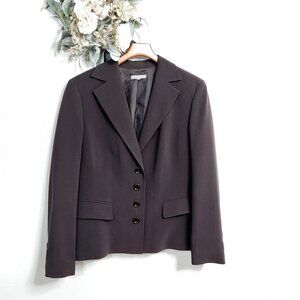 Ann Taylor Suit Blazer Charcoal Black Brown, Sz XL Notched Collar Mint Condition